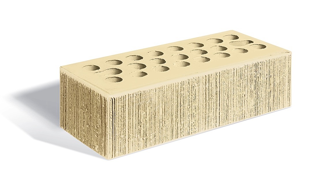 Облицовочный пустотелый, М-150,85x250x65, белый с накаткой, Керма